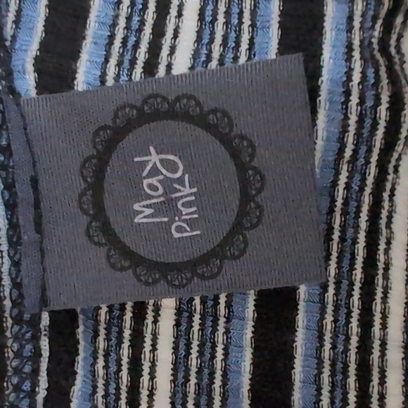 May Pink Y2K Blue Black Striped Fit and Flare Shirt Dress Size Small - Picture 5 of 5